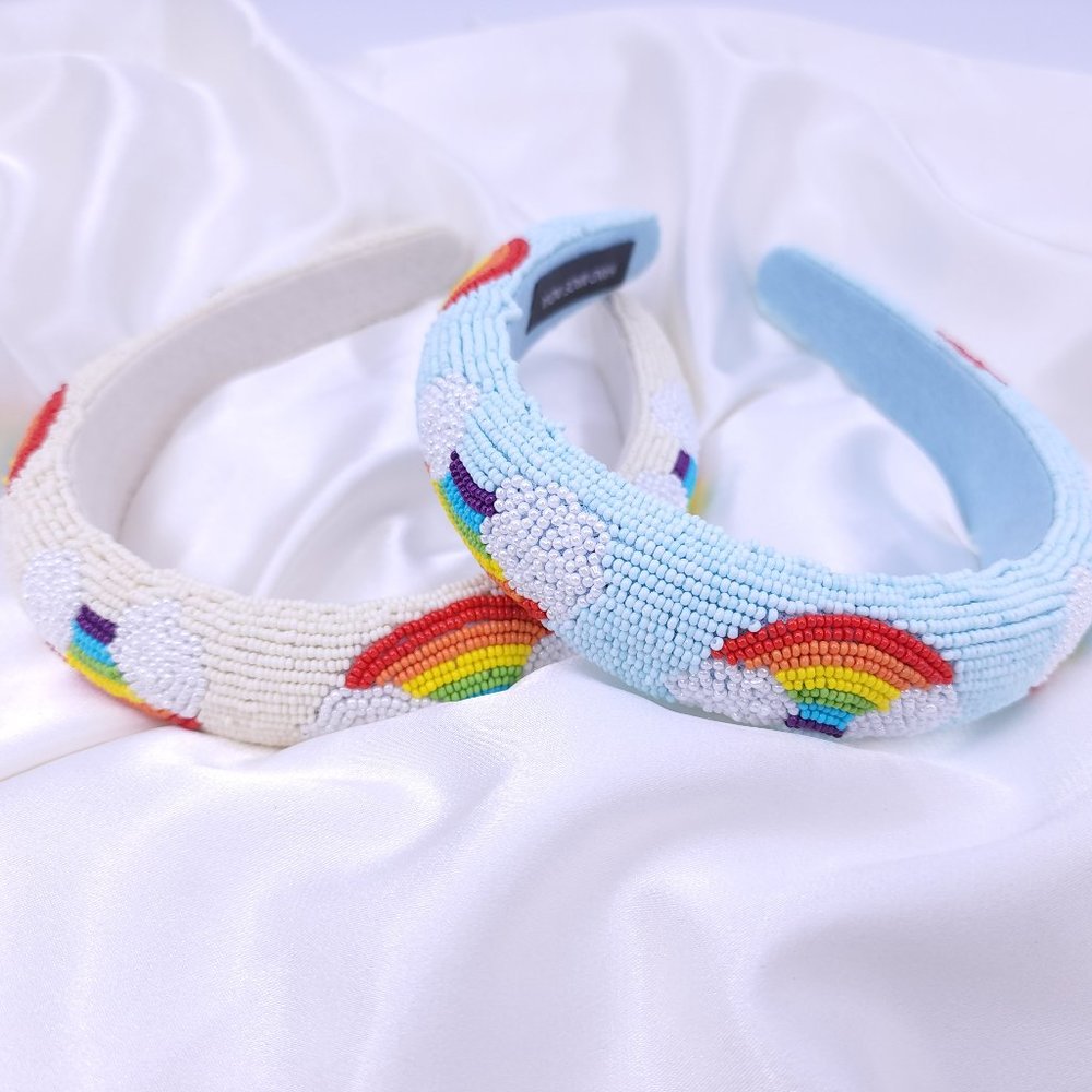 Rainbow headband, Rainbow, beaded headband, gift for her, hairband, accessories